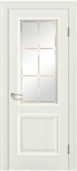 Межкомнатная дверь 90X пекан белый, стекло гравировка 1