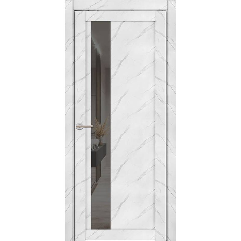Межкомнатная дверь UniLine Loft 30004/1 монте белый, стекло серое зеркало