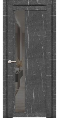 Межкомнатная дверь UniLine Loft 30004/1 торос графит, стекло серое зеркало