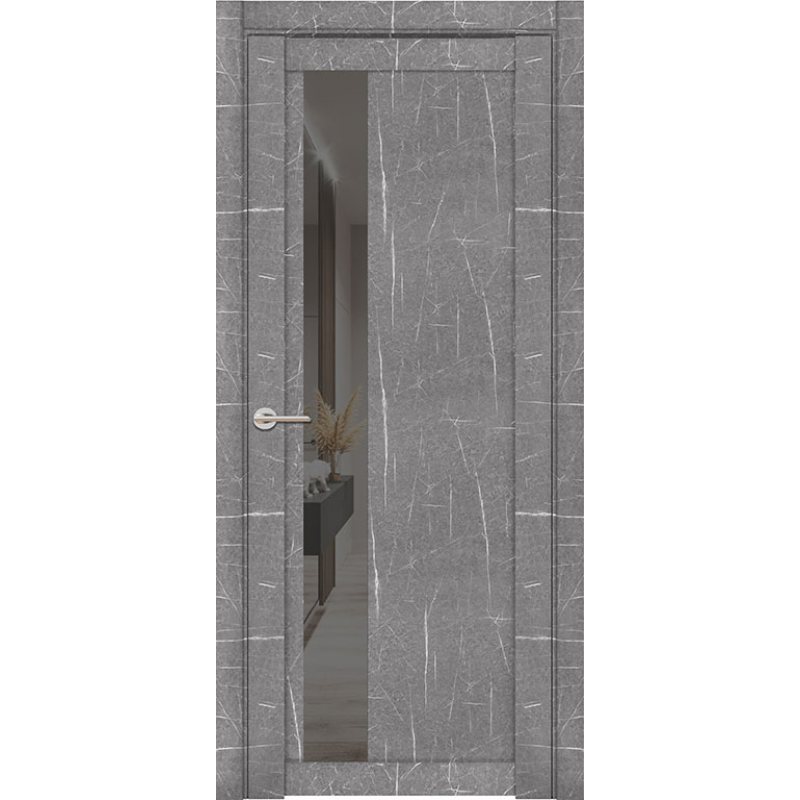 Межкомнатная дверь UniLine Loft 30004/1 торос серый,  стекло серое зеркало