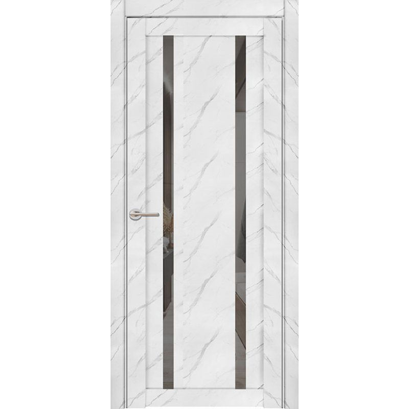 Межкомнатная дверь UniLine Loft 30006/1 монте белый, стекло серое зеркало