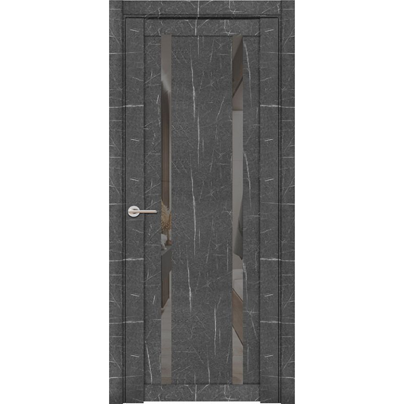 Межкомнатная дверь UniLine Loft 30006/1 торос графит, стекло серое зеркало