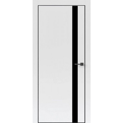 Межкомнатная дверь Tamburat Light 4204 аляска суперматовая, ABS кромка черная ст. Lacobel черное