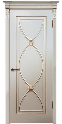 Межкомнатная дверь Фламенко эмаль тон RAL9001 патина золото ПГ