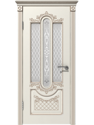 Межкомнатная дверь АЛЕКСАНДРИЯ Ivory PC/ патина капучино ПО