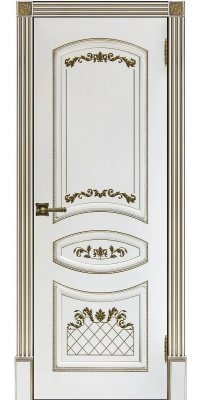 Межкомнатная дверь АЛИНА-5.5 белая с золотой патиной ПГ