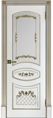 Межкомнатная дверь АЛИНА-2 белая с золотой патиной ПО