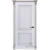 Межкомнатная дверь Багет 32 эмаль белая (RAL 9003) патина серебро ПГ