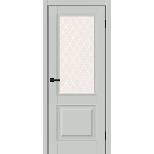 Межкомнатная дверь Классик-13 grey silk ст. white crystal