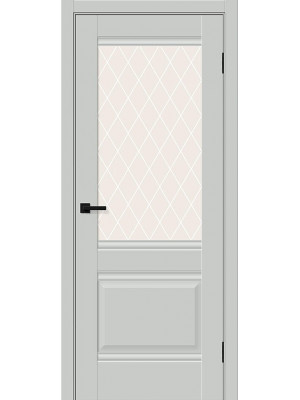 Межкомнатная дверь Прима-3 grey silk ст. white crystal