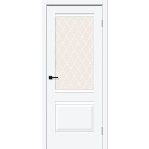 Межкомнатная дверь Прима-3 white silk ст. white crystal