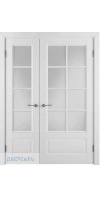 Неравнопольная дверь ГЛАНТА Ett (87) белая эмаль ПO