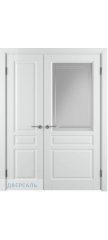 Неравнопольная дверь СТОКГОЛЬМ (56) белая эмаль ПО