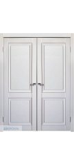 Двустворчатая дверь Decanto 1 barhat white с черной вставкой ПГ