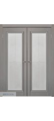 Двустворчатая дверь Decanto 2 barhat grey с черной вставкой стекло каленое ПО