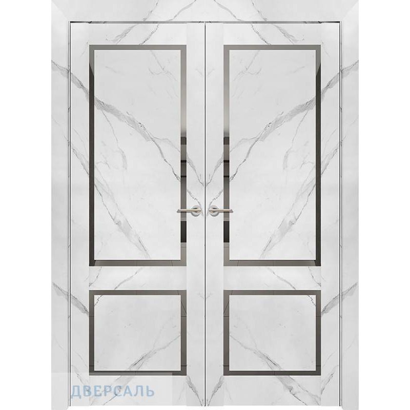Двустворчатая дверь Neo Loft 301 Soft Touch монте белый, стекло зеркало