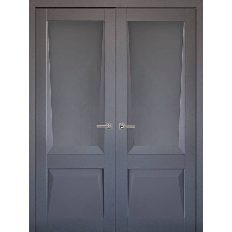 Двустворчатая дверь Перфекто 106 barhat grey стекло grey ПО