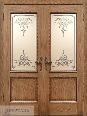 Двустворчатая дверь Элада натуральный дуб ПО