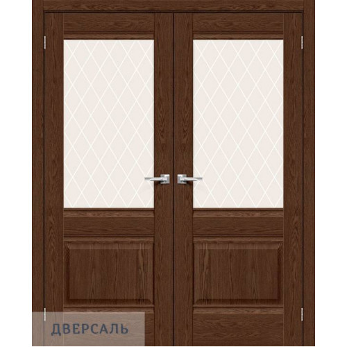 Двустворчатая дверь Прима-3 brown dreamline/white crystal