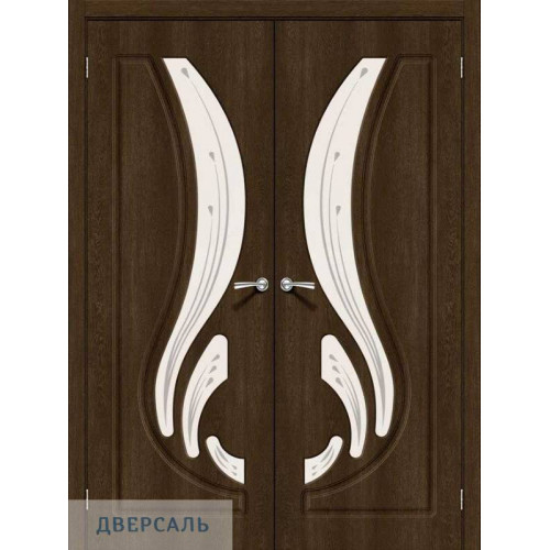 Двустворчатая дверь Лотос-2 dark barnwood/art glass