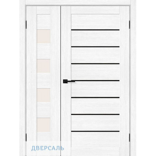 Неравнопольная дверь Браво 23/22 snow melinga/black shine