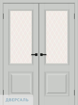 Двустворчатая дверь Классик-13 grey silk ст. white crystal