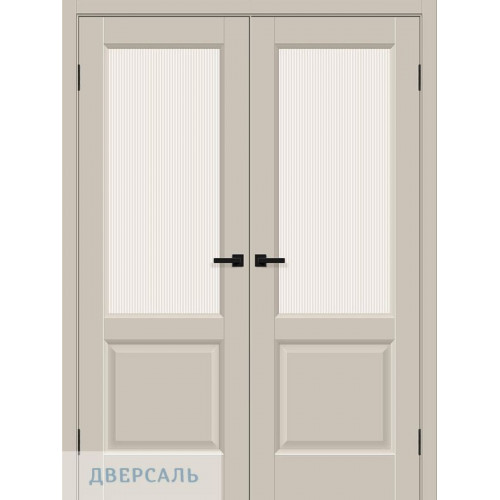 Двустворчатая дверь Неоклассик-33 cream silk ст. magic moru