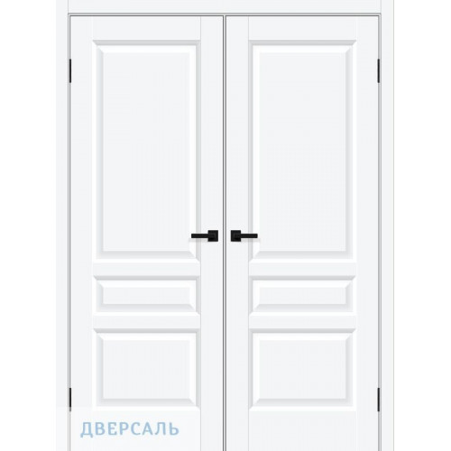 Двустворчатая дверь Неоклассик-34 white silk