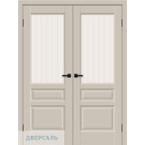 Двустворчатая дверь Неоклассик-35 cream silk ст. magic moru