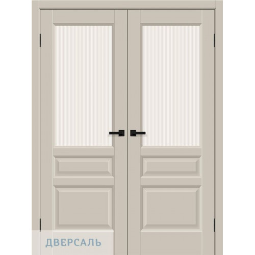 Двустворчатая дверь Неоклассик-35 cream silk ст. magic moru