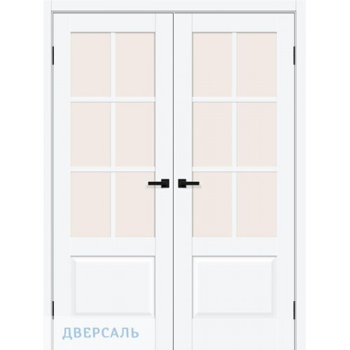 Двустворчатая дверь Прима-13.0.1 white silk ст. magic fog