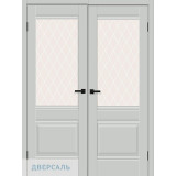 Двустворчатая дверь Прима-3 grey silk ст. white crystal
