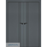 Двустворчатая дверь П-20 графит матовый молдинг ПЭТ, кромка AБС черная
