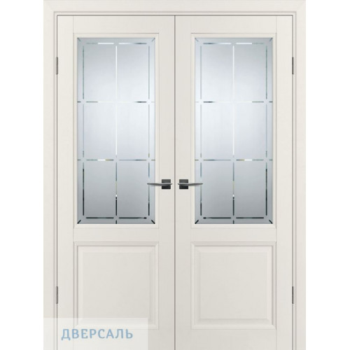 Двустворчатая дверь ПСУ-37 зефир ст. сатинат гравировка