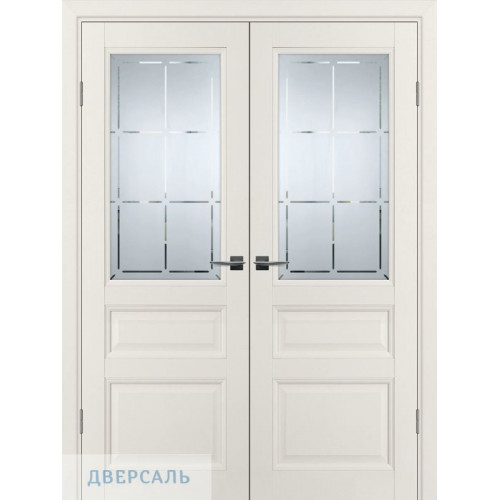 Двустворчатая дверь ПСУ-39 зефир ст. сатинат гравировка