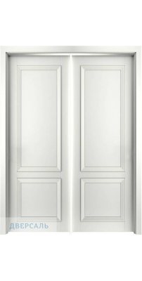 Двустворчатая дверь Авангард 2 эмаль белая (RAL 9003) ПО