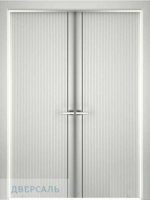 Двустворчатая дверь Line 1 ПГ, эмаль белая RAL 9003