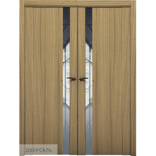 Двустворчатая дверь Соbalt 7 дуб светлый стекло matelac silver grey