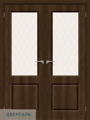 Двустворчатая дверь Скинни-13 dark barnwood/white crystal
