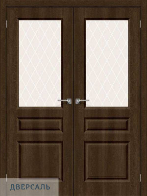 Двустворчатая дверь Скинни-15 dark barnwood/white crystal