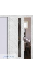 Раздвижная дверь UniLine Loft 30004/1 монте белый, стекло серое зеркало