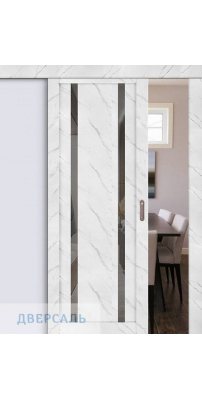 Раздвижная дверь UniLine Loft 30006/1 монте белый, стекло серое зеркало
