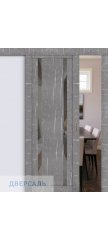 Раздвижная дверь UniLine Loft 30006/1 торос серый, стекло серое зеркало
