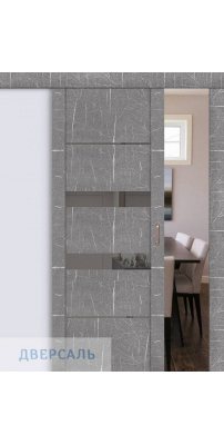 Двойная раздвижная дверь UniLine Loft 30037/1 торос серый, стекло серое зеркало