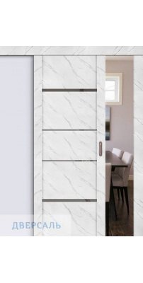 Раздвижная дверь UniLine Loft 30039/1 монте белый, стекло серое зеркало