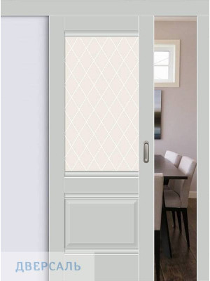 Раздвижная дверь Прима-3 grey silk ст. white crystal