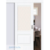 Раздвижная дверь Прима-3 white silk ст. white crystal