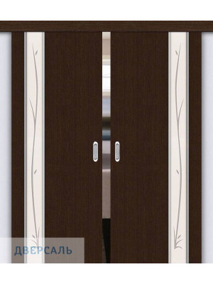 Двойная раздвижная дверь Глейс-1 Twig 3D Wenge