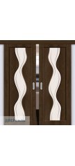 Двойная раздвижная дверь Вираж-2 dark barnwood/art glass