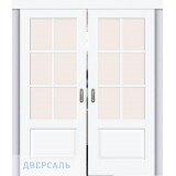 Двойная раздвижная дверь Прима-13.0.1 white silk ст. magic fog